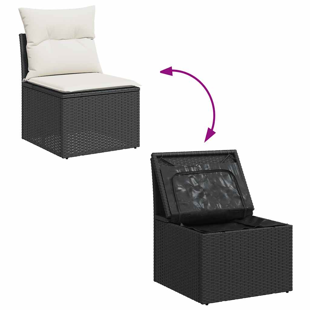 Set De Sofás De Jardín Y Cojines 10 Pzas Ratán Sintético Negro