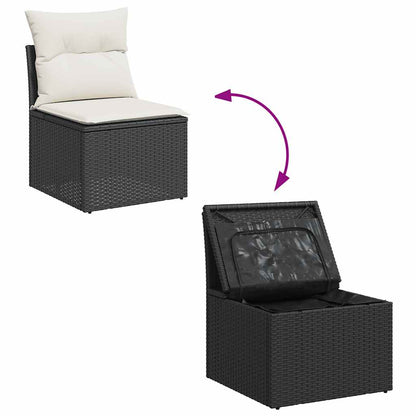 Set De Sofás De Jardín Y Cojines 10 Pzas Ratán Sintético Negro