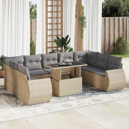Set De Sofás De Jardín Y Cojines 10 Pzas Ratán Sintético Negro