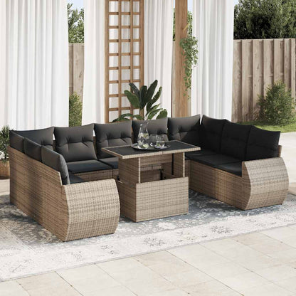 Set De Sofás De Jardín Y Cojines 10 Pzas Ratán Sintético Negro