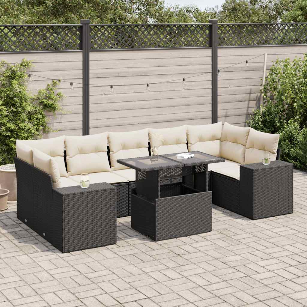 Set Sofás De Jardín 8 Piezas Y Cojines Ratán Sintético Marrón