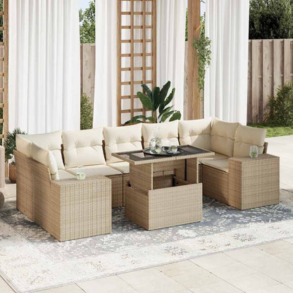 Set Sofás De Jardín 8 Piezas Y Cojines Ratán Sintético Marrón