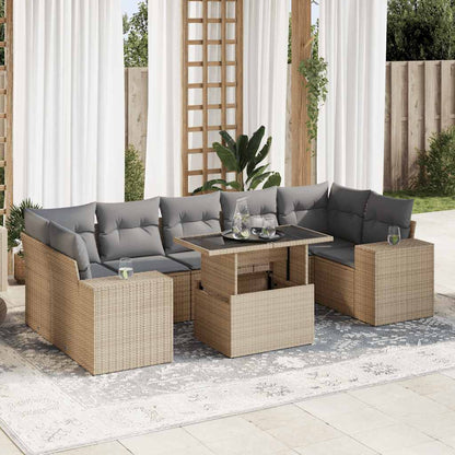 Set Sofás De Jardín 8 Piezas Y Cojines Ratán Sintético Marrón