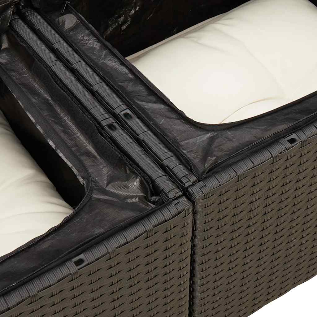 Set De Sofás De Jardín Con Cojines 9 Pzas Ratán Sintético Negro