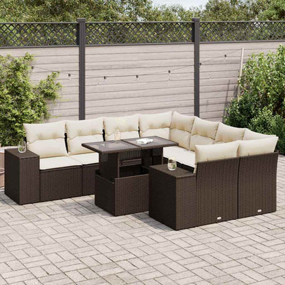 Set De Sofás De Jardín Con Cojines 9 Pzas Ratán Sintético Negro