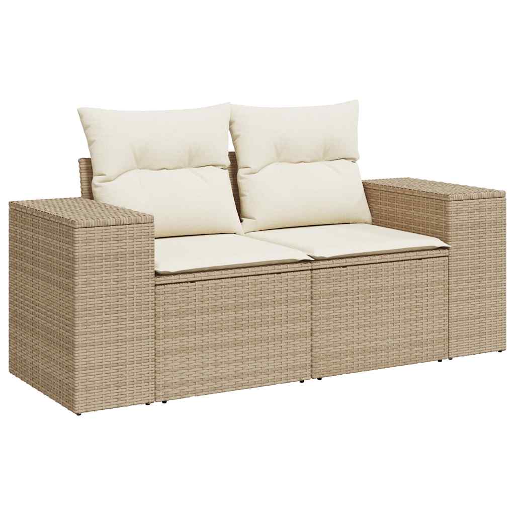 Set Sofás De Jardín 7 Piezas Y Cojines Ratán Sintético Beige
