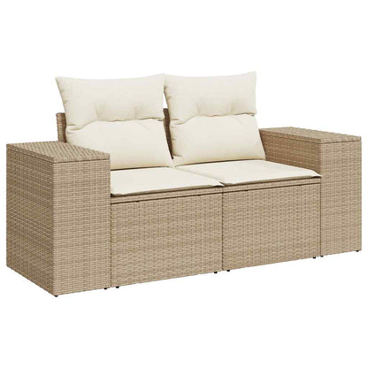 Set Sofás De Jardín 7 Piezas Y Cojines Ratán Sintético Beige
