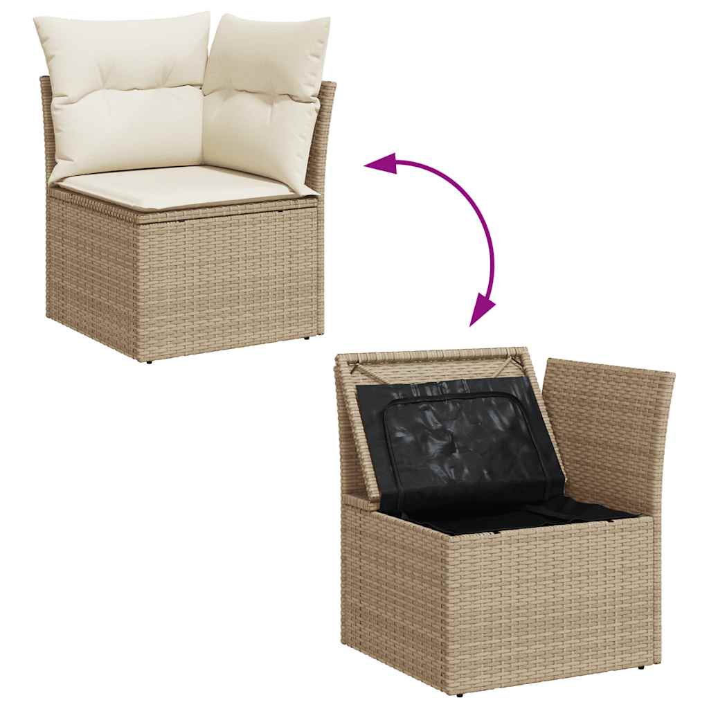 Set Sofás De Jardín 7 Piezas Y Cojines Ratán Sintético Beige