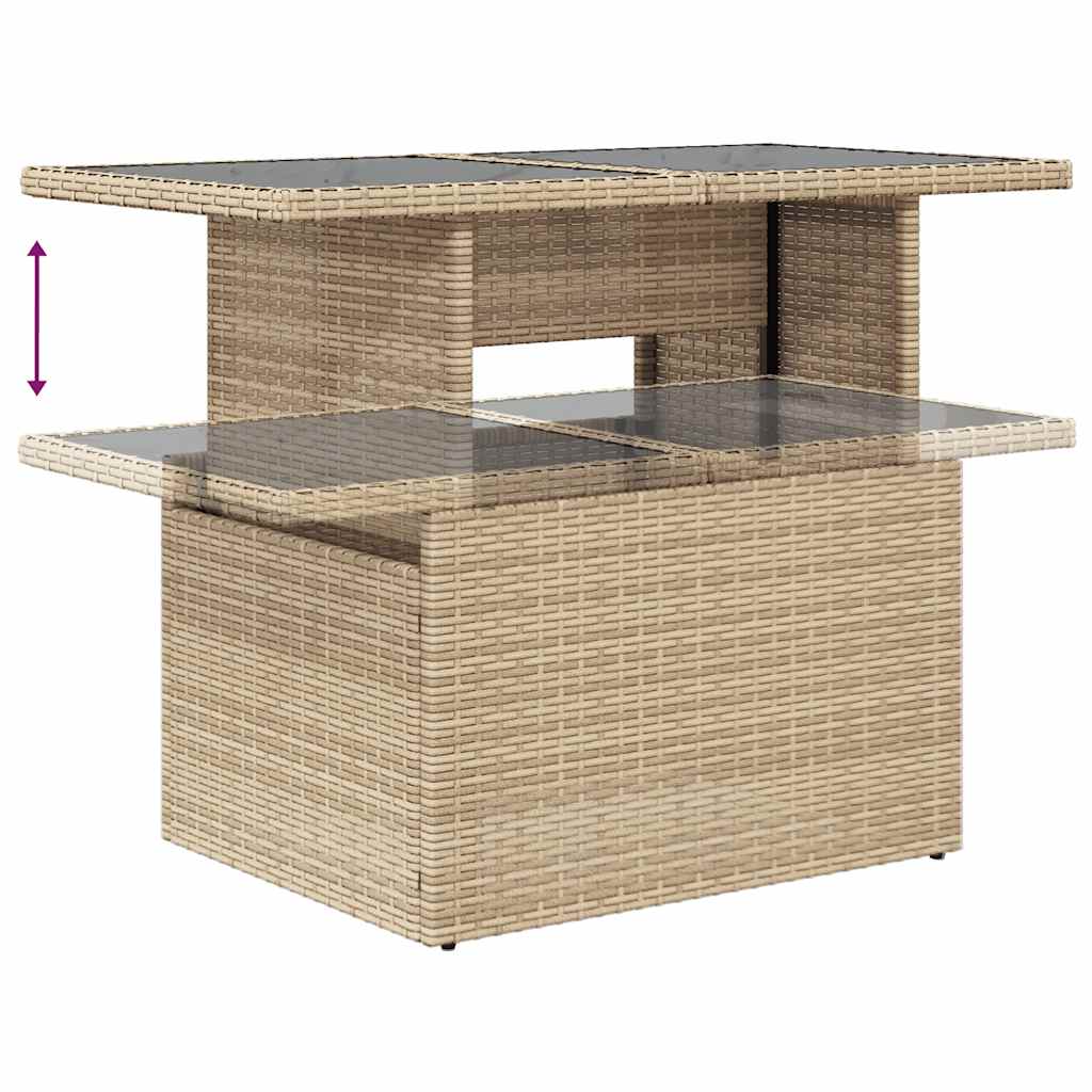 Set Sofás De Jardín 7 Piezas Y Cojines Ratán Sintético Beige