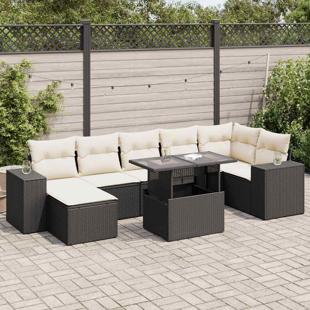 Set Sofás De Jardín 8 Piezas Y Cojines Ratán Sintético Marrón