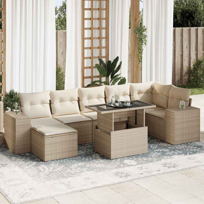 Set Sofás De Jardín 8 Piezas Y Cojines Ratán Sintético Marrón