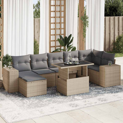 Set Sofás De Jardín 8 Piezas Y Cojines Ratán Sintético Marrón