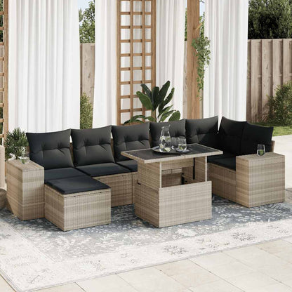 Set Sofás De Jardín 8 Piezas Y Cojines Ratán Sintético Marrón