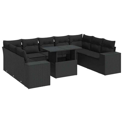 Set De Sofás De Jardín Y Cojines 10 Pzas Ratán Sintético
