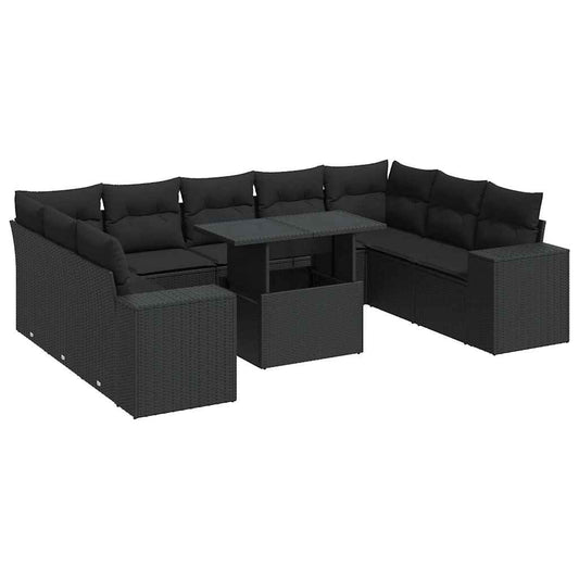 Set De Sofás De Jardín Y Cojines 10 Pzas Ratán Sintético