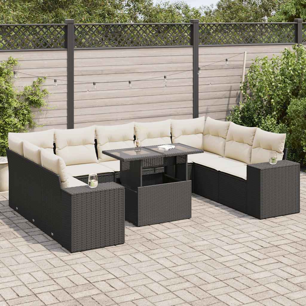 Set De Sofás De Jardín Y Cojines 10 Pzas Ratán Sintético