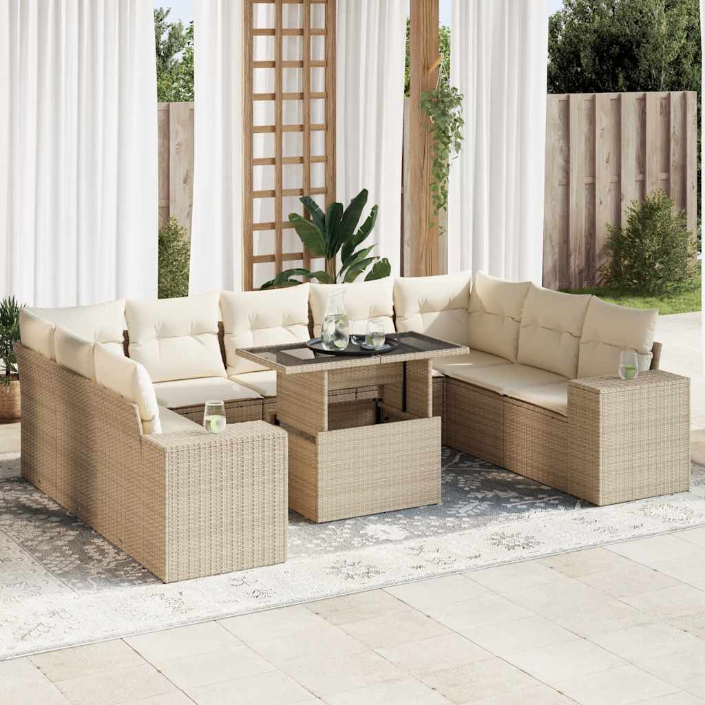 Set De Sofás De Jardín Y Cojines 10 Pzas Ratán Sintético