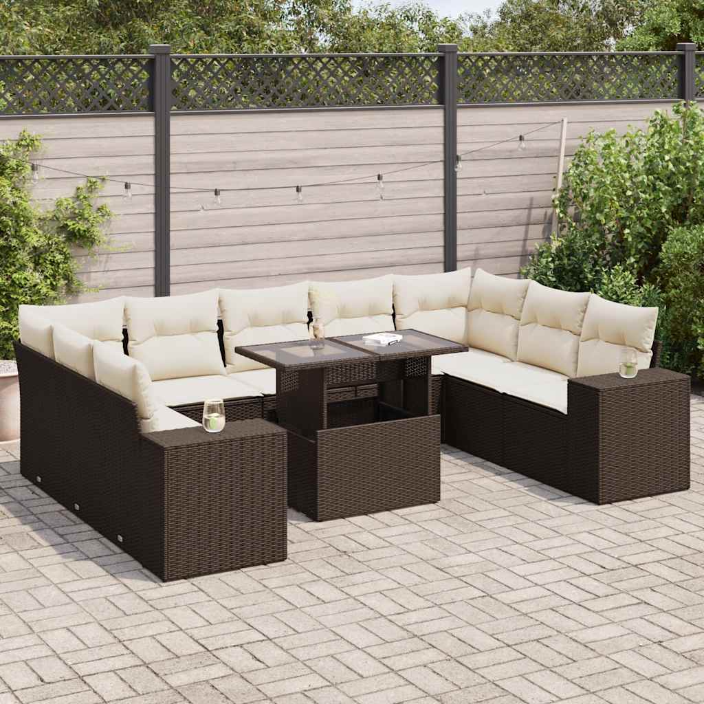 Set De Sofás De Jardín Y Cojines 10 Pzas Ratán Sintético