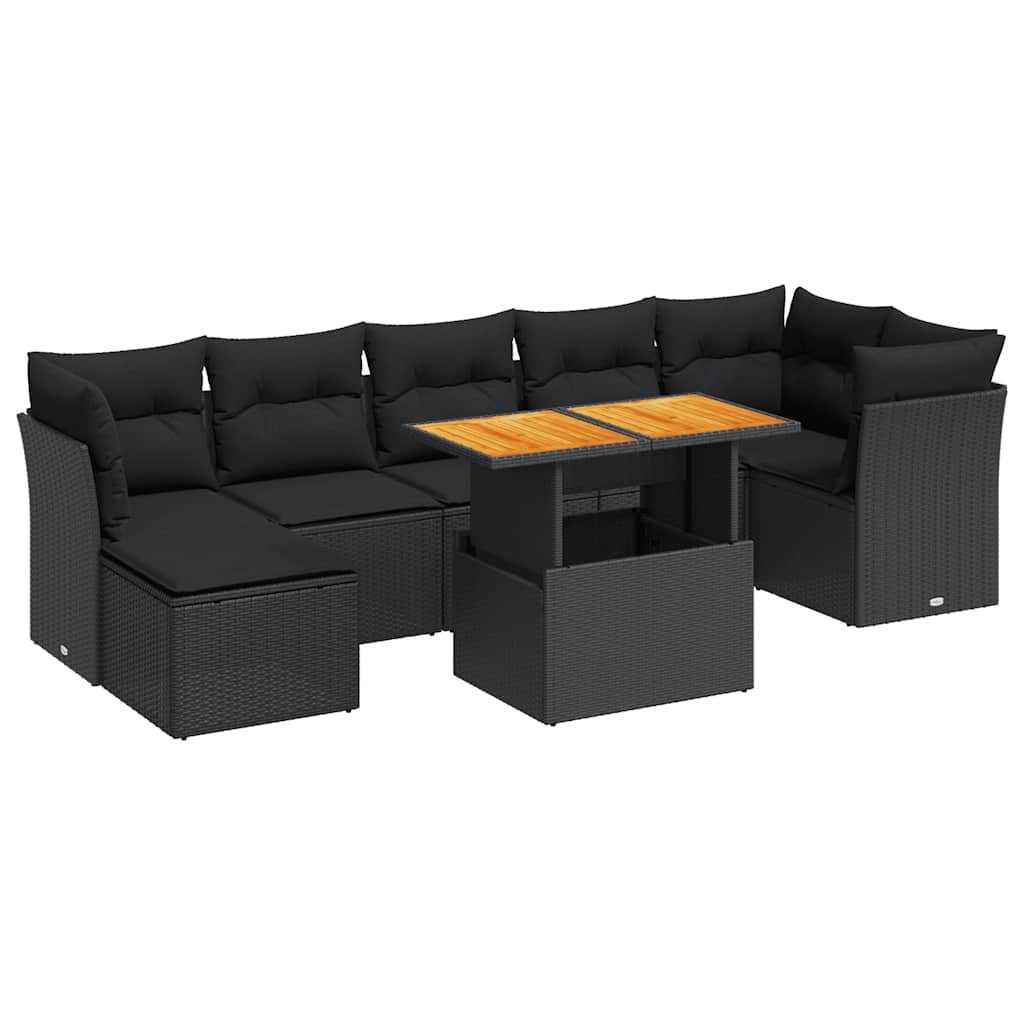 Set De Sofás De Jardín Y Cojines 8 Piezas Ratán Sintético