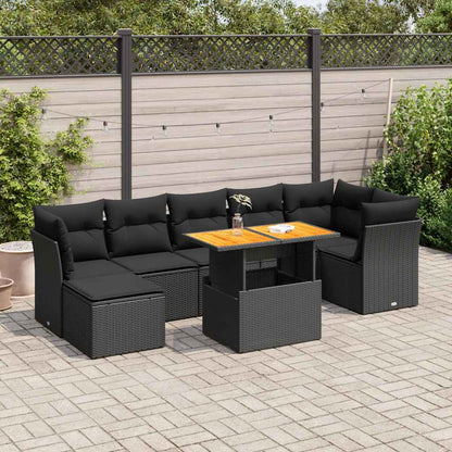 Set De Sofás De Jardín Y Cojines 8 Piezas Ratán Sintético