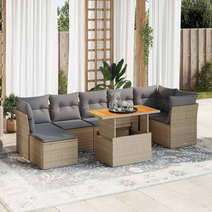 Set De Sofás De Jardín Y Cojines 8 Piezas Ratán Sintético