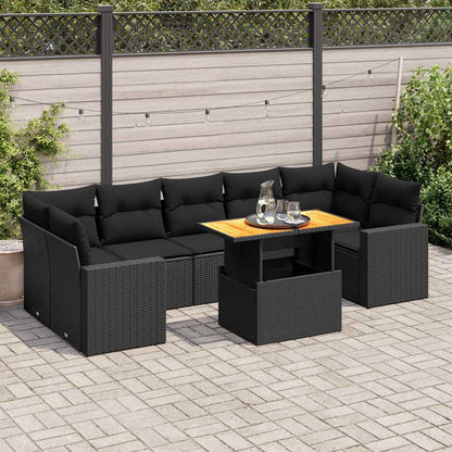 Set De Sofás De Jardín Y Cojines 8 Piezas Ratán Sintético Beige