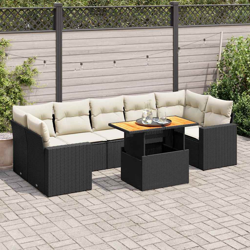 Set De Sofás De Jardín Y Cojines 8 Piezas Ratán Sintético Beige