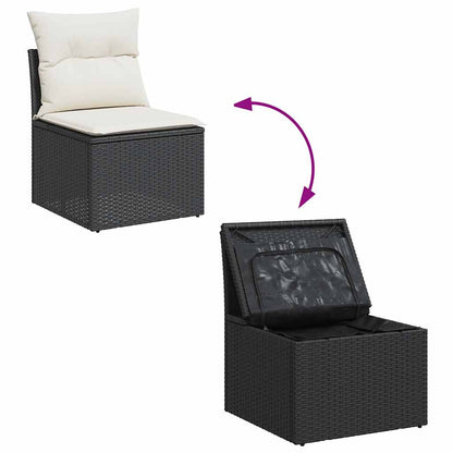 Set De Sofás De Jardín 7 Pzas Con Cojines Ratán Sintético Negro