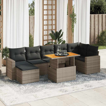 Set De Sofás De Jardín Y Cojines 8 Piezas Ratán Sintético