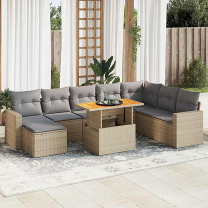 Set De Sofás De Jardín Con Cojines 9 Pzas Ratán Sintético Negro