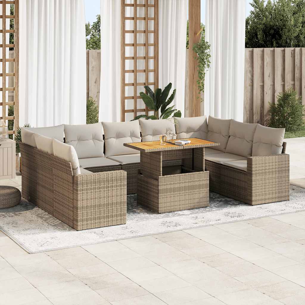 Set De Sofás De Jardín Y Cojines 10 Pzas Ratán Sintético Gris