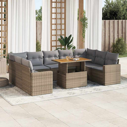 Set De Sofás De Jardín Y Cojines 10 Pzas Ratán Sintético Gris