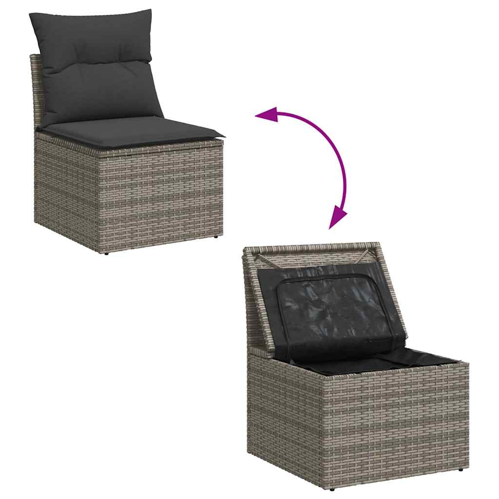 Set De Sofás De Jardín Y Cojines 10 Pzas Ratán Sintético Gris