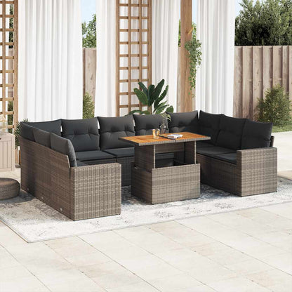Set De Sofás De Jardín Y Cojines 10 Pzas Ratán Sintético Gris