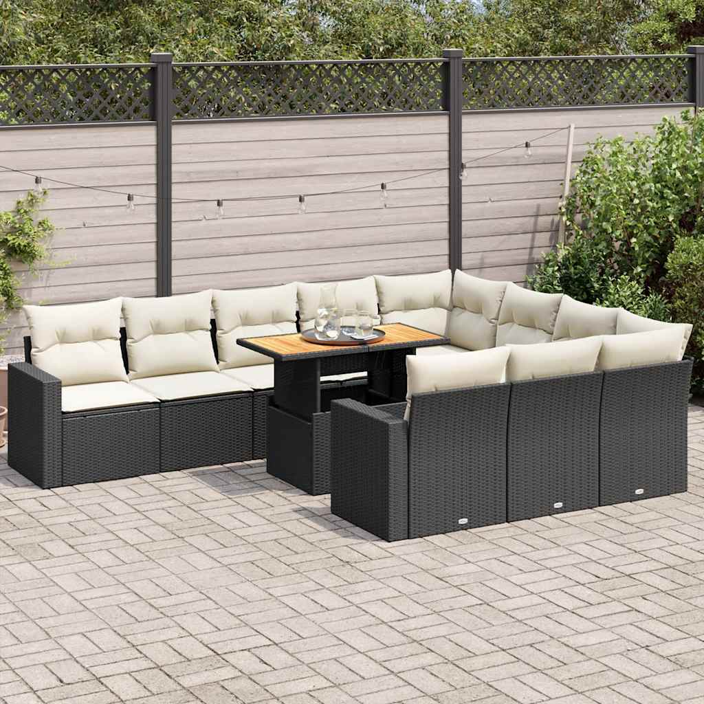 Set De Sofás De Jardín 11Pzas Con Cojines Ratán Sintético Beige