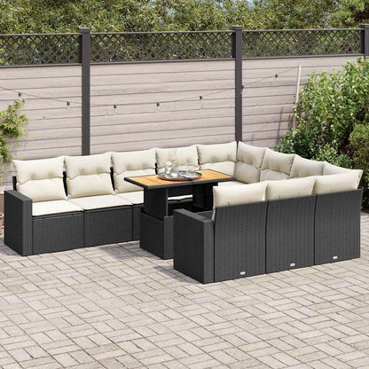 Set De Sofás De Jardín 11Pzas Con Cojines Ratán Sintético Beige