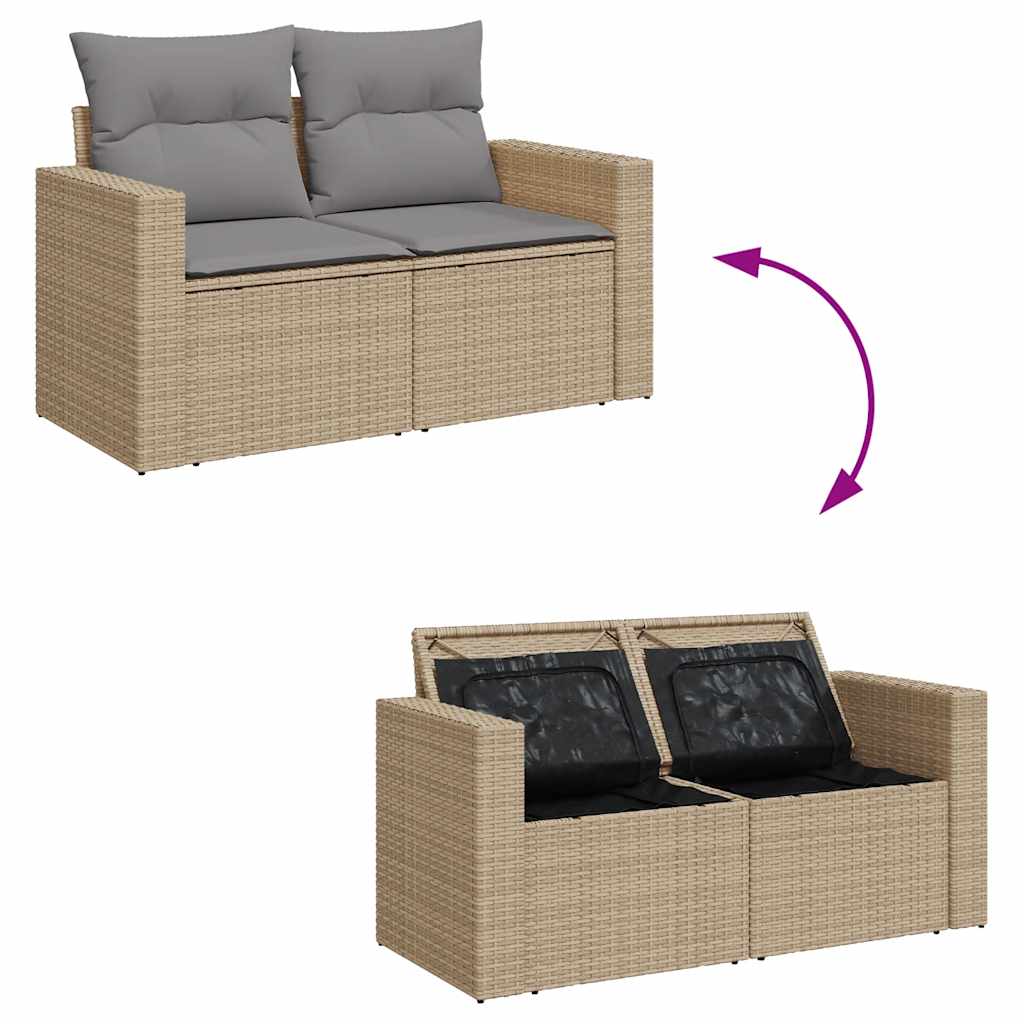 Set De Sofás De Jardín 11Pzas Con Cojines Ratán Sintético Beige