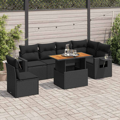 Set Sofás De Jardín 7 Piezas Y Cojines Ratán Sintético Beige