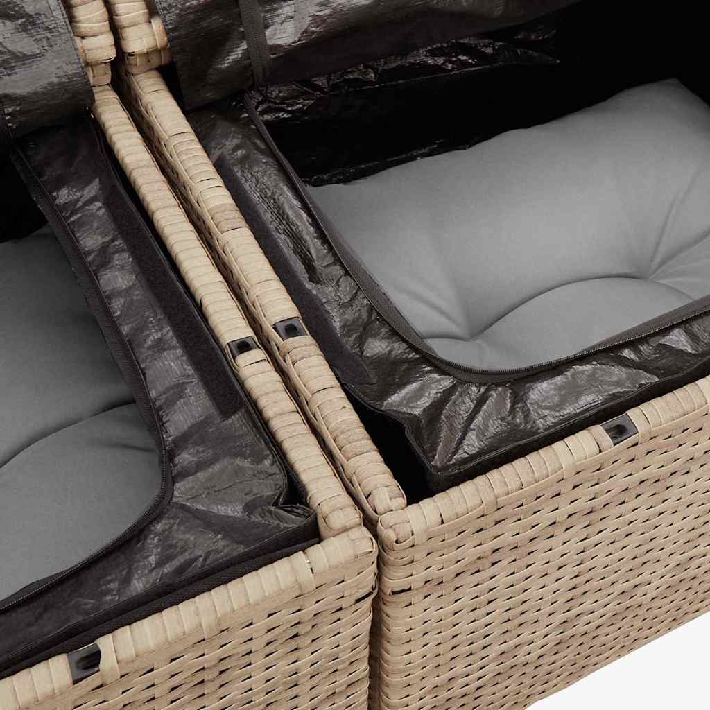 Set Sofás De Jardín 7 Piezas Y Cojines Ratán Sintético Beige