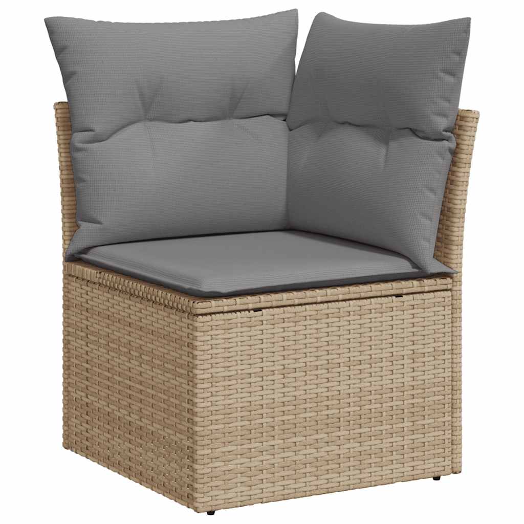 Set Sofás De Jardín 7 Piezas Y Cojines Ratán Sintético Beige