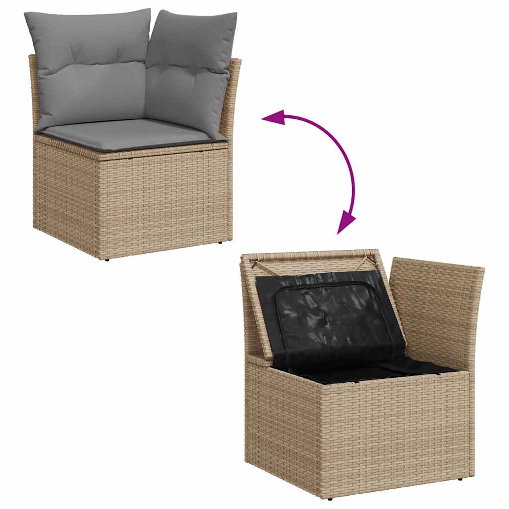 Set Sofás De Jardín 7 Piezas Y Cojines Ratán Sintético Beige