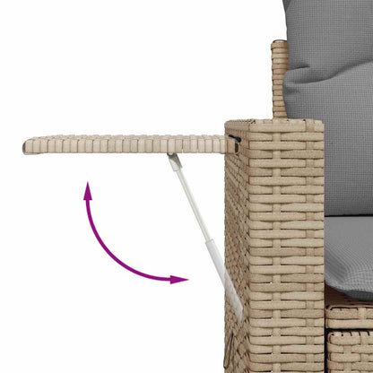 Set Sofás De Jardín 7 Piezas Y Cojines Ratán Sintético Beige