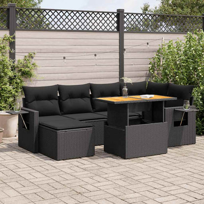 Set Sofás De Jardín 7 Piezas Y Cojines Ratán Sintético Beige