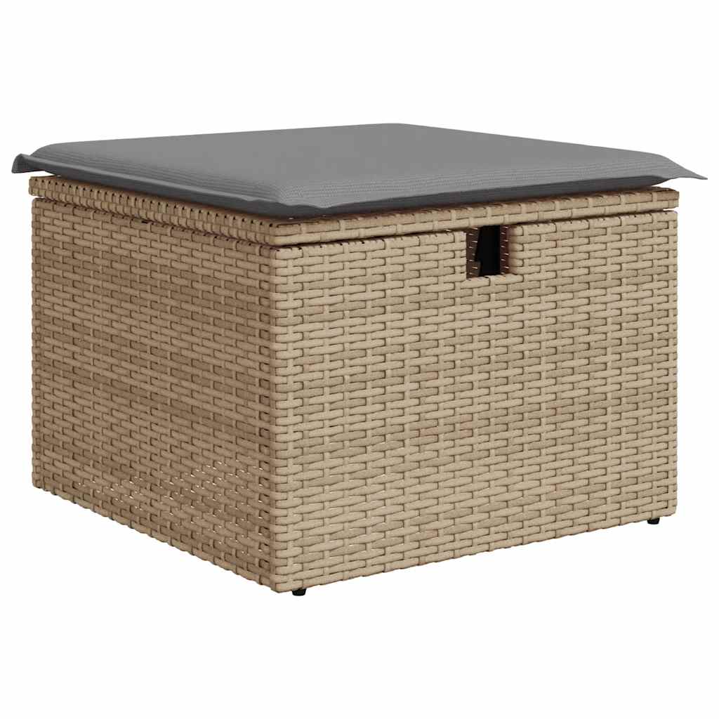 Set Sofás De Jardín 7 Piezas Y Cojines Ratán Sintético Beige