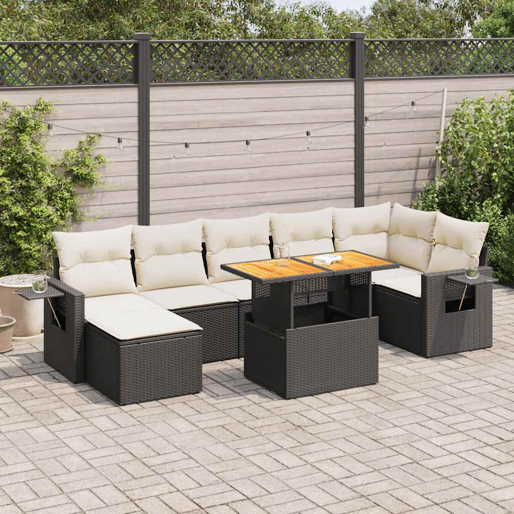 Set De Sofás De Jardín Y Cojines 8 Piezas Ratán Sintético Beige
