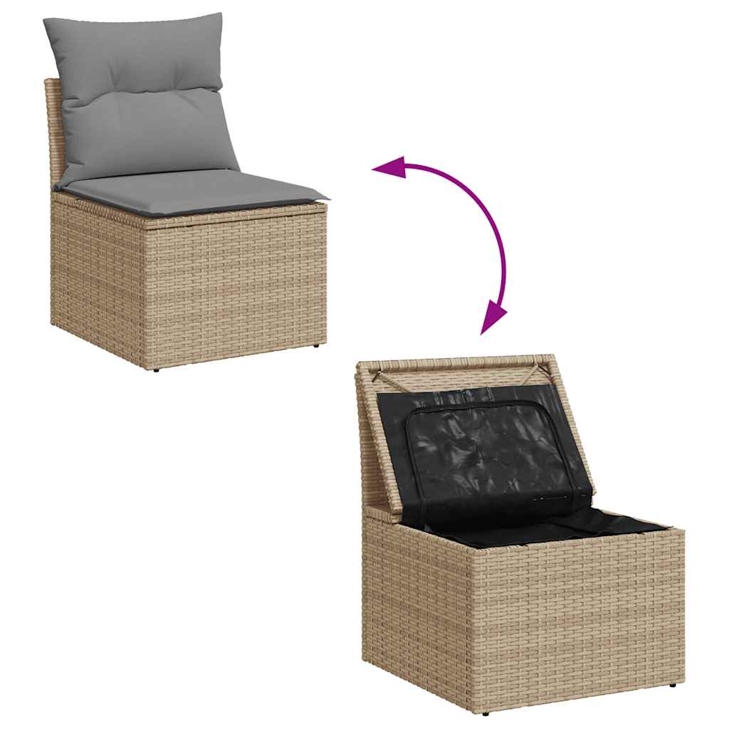 Set De Sofás De Jardín Y Cojines 8 Piezas Ratán Sintético Beige