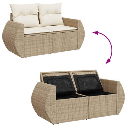 Juego De Sofás Jardín Con Cojines 5 Pzas Ratán Sintético Beige