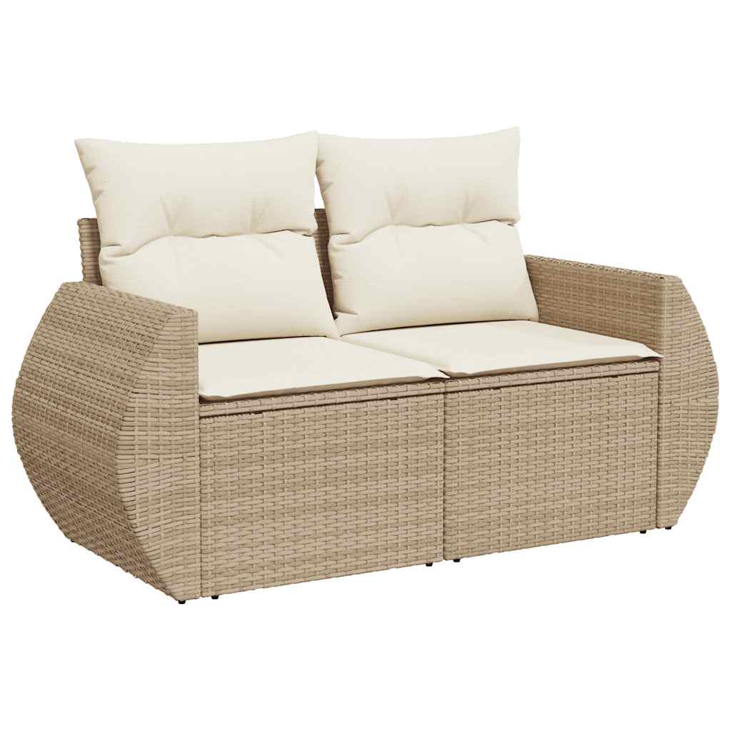 Set Sofás De Jardín 7 Piezas Y Cojines Ratán Sintético Beige