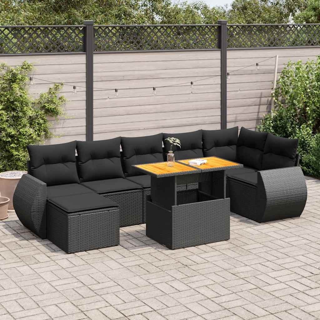 Set De Sofás De Jardín Y Cojines 8 Piezas Ratán Sintético Beige