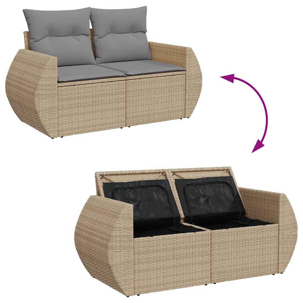 Set De Sofás De Jardín Y Cojines 8 Piezas Ratán Sintético Beige